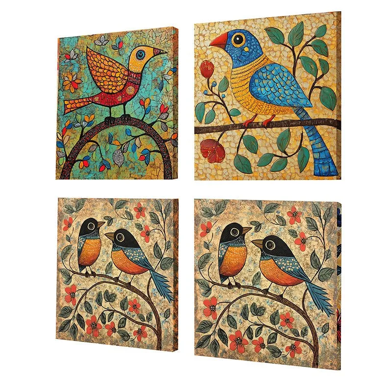 Vibrant Birds II Canvas Wall Art - Set Of Four media 3
