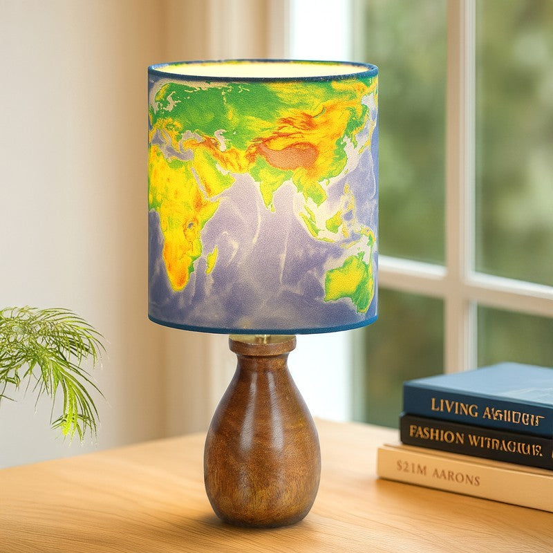 GlowCraft Modern Desk Wooden Table Lamp - Multicolor