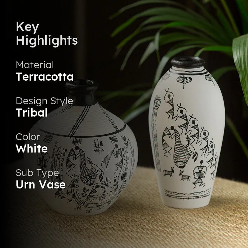Baraka Warli Handpainted Vase - Set Of Two media 2