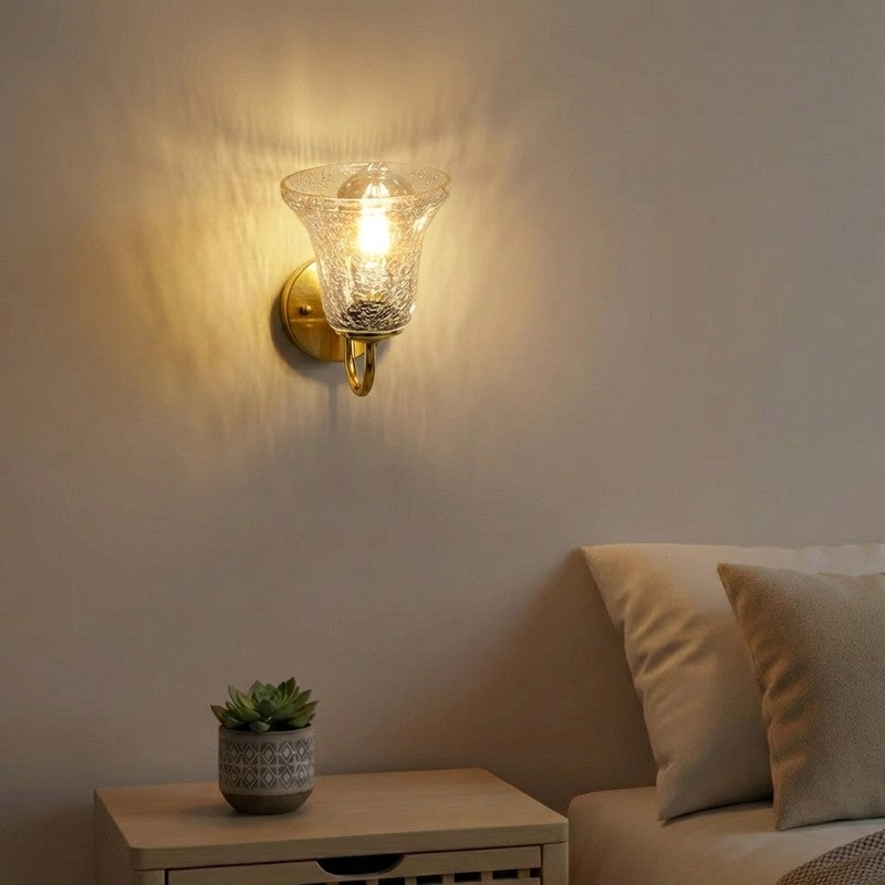 Crystal Flare Golden Base Glass Wall Lamp