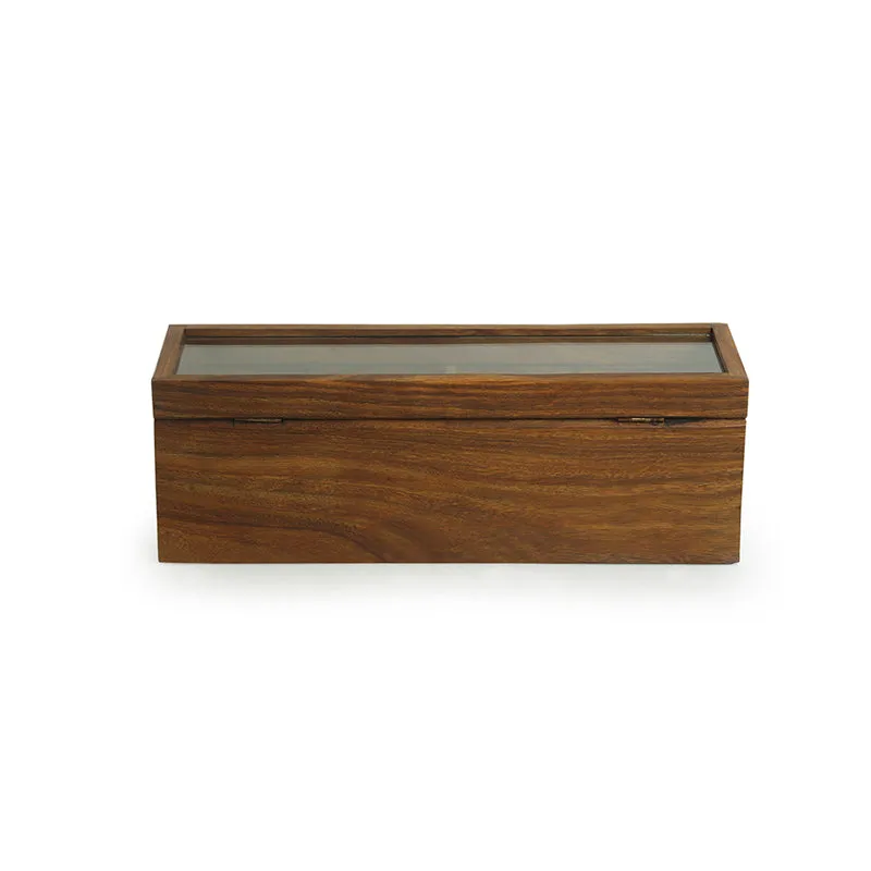 Tea Tusk Hand Carved Multi-Utility Sheesham Wood Tea Box media 6