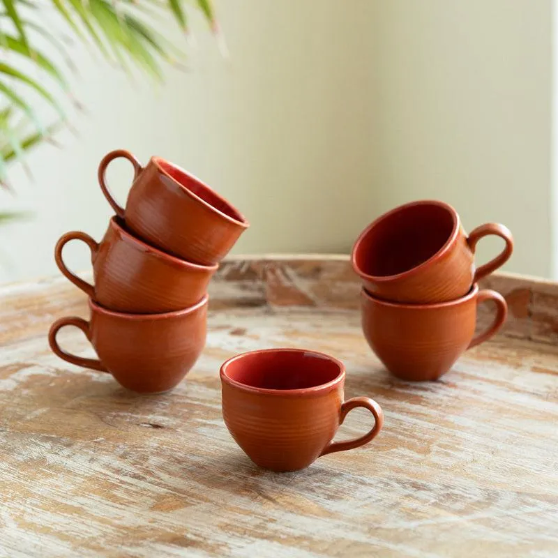 Terra Ceramic Tea Cup (120 mL Each) - Set of Six media 1