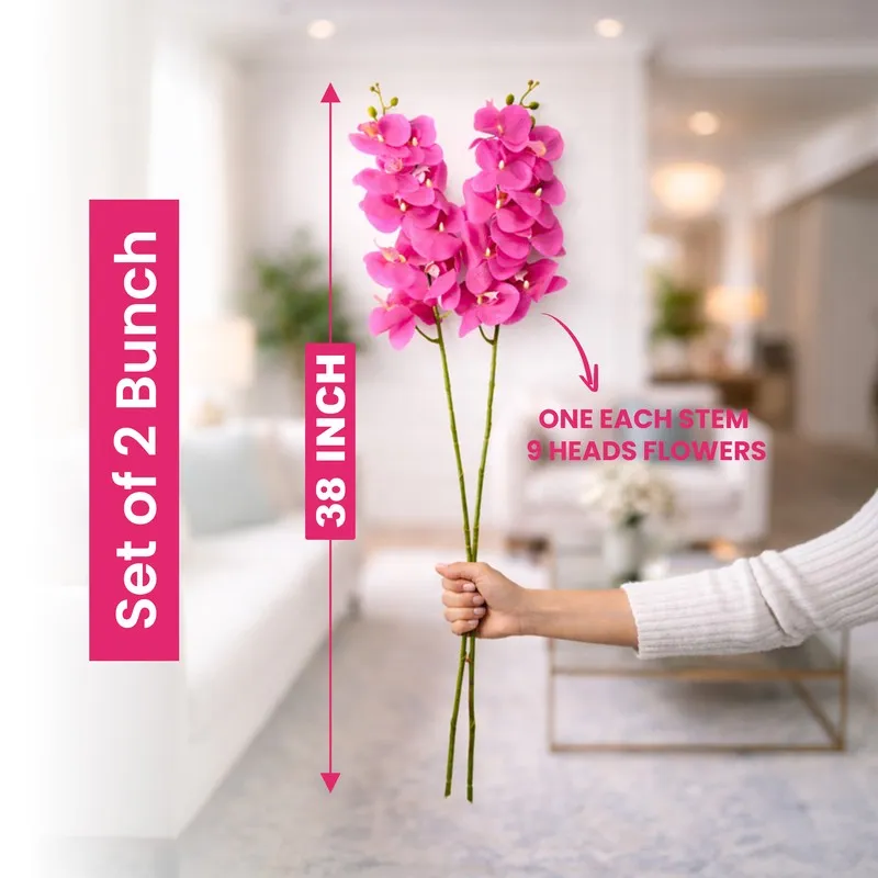 Auraflora Plastic Artificial Flower (Pink) - Set Of Two media 10