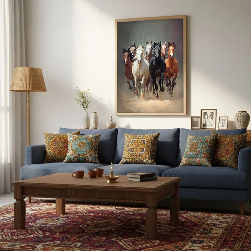 Gallop of Freedom Horse Archival Paper Wall Painting With Brown Frame media 3