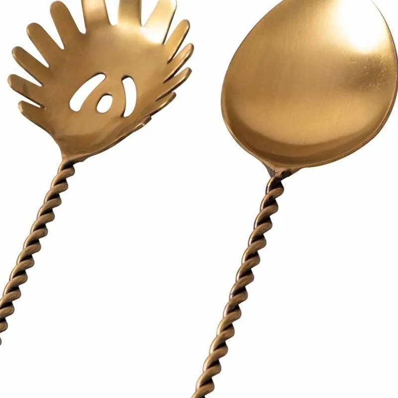 Twisted Love Salad Serving Spoon (Gold) - Set Of Two media 3
