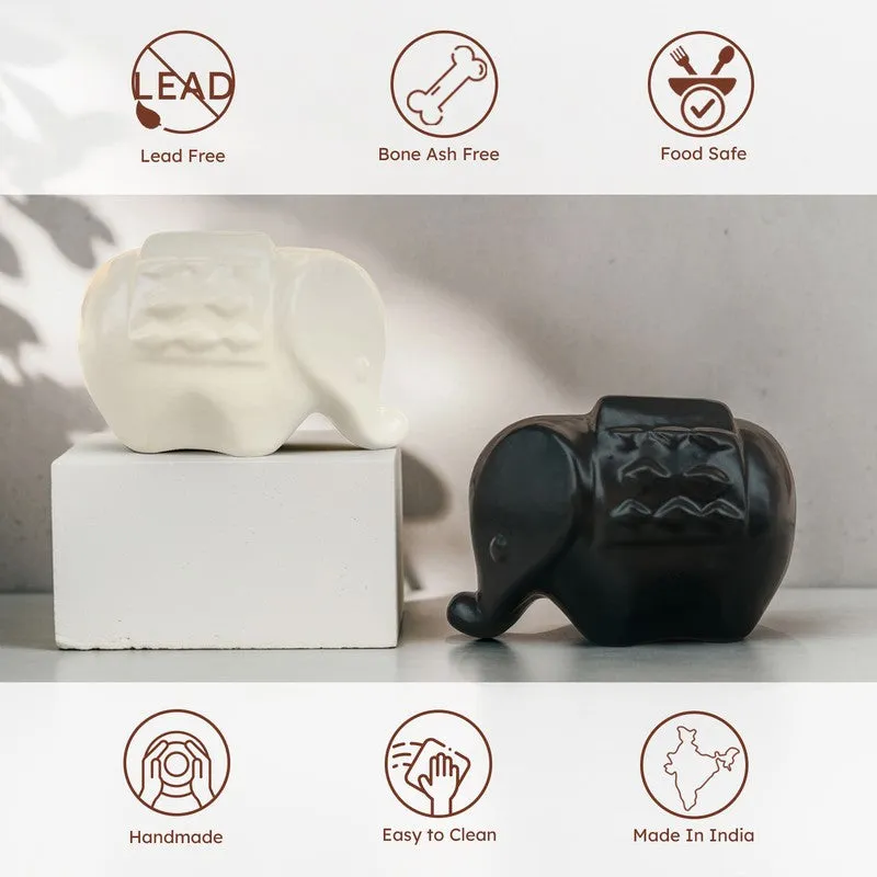 Dual Elephant Ceramic Salt & Pepper Bottles - Set Of Two media 6