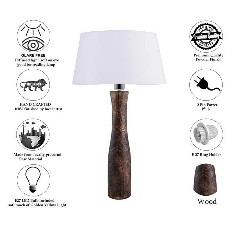 Harmony Glimpse Fabric Table Lamp With Drum Shade - White,Brown media 6