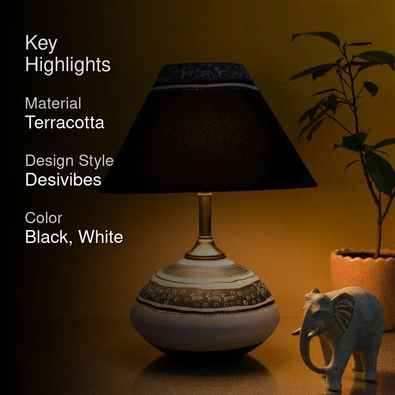 Itaash Terracotta Table Lamp - Black,White media 2