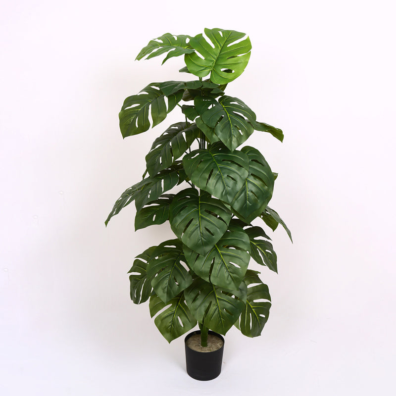 Monever Artificial Monstera With Black Plastic Pot - 4 Feet media 6