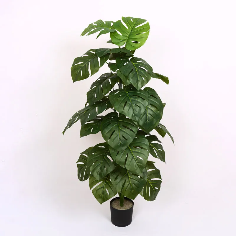 Monever Artificial Monstera With Black Plastic Pot - 4 Feet media 6
