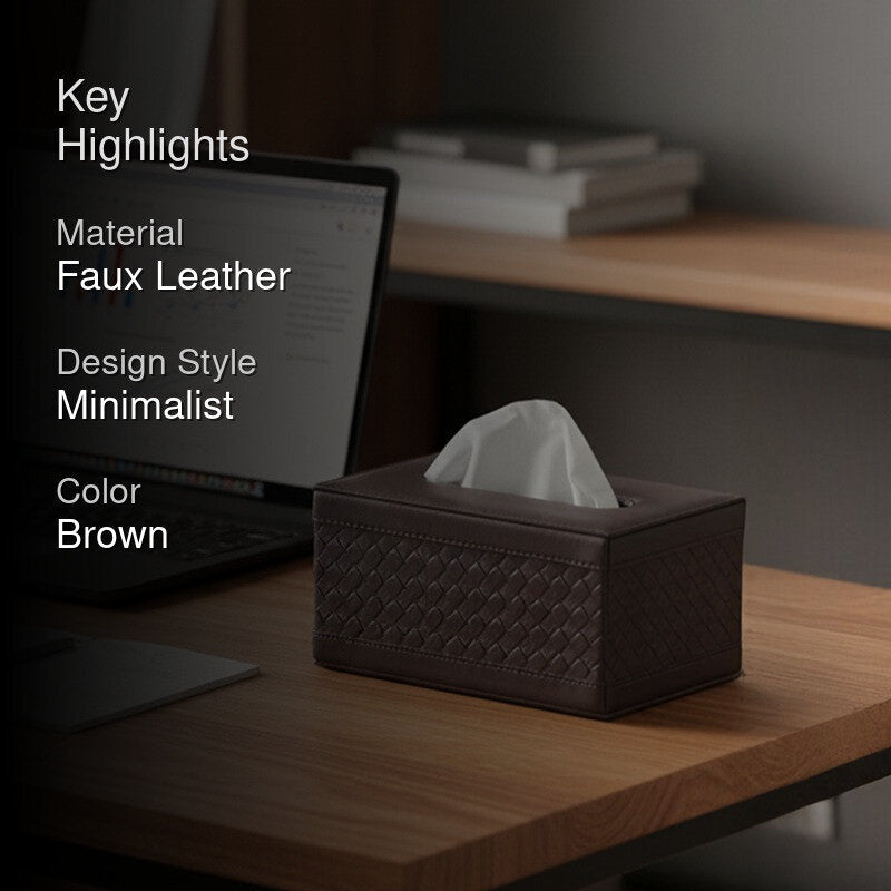 AarviDecor UrbanRib Faux Leather Tissue Holder media 2