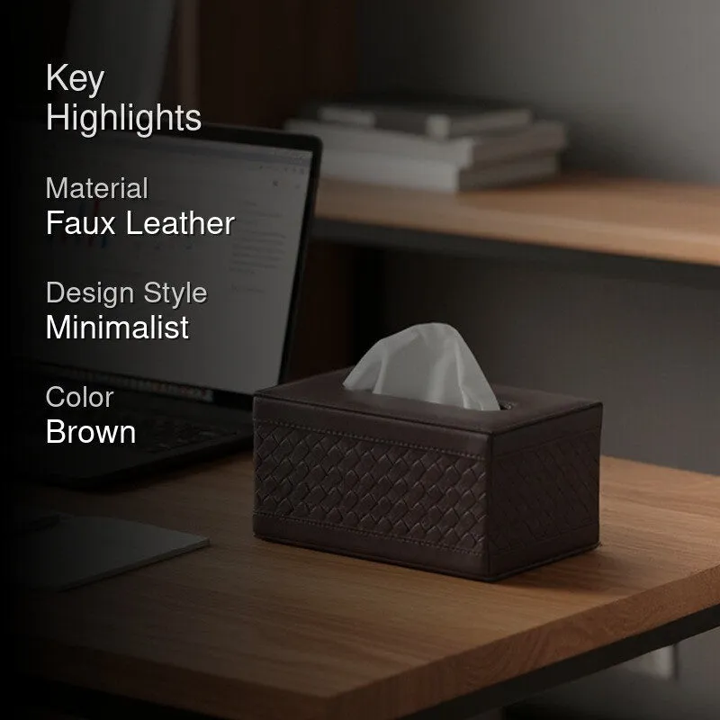 AarviDecor UrbanRib Faux Leather Tissue Holder media 2