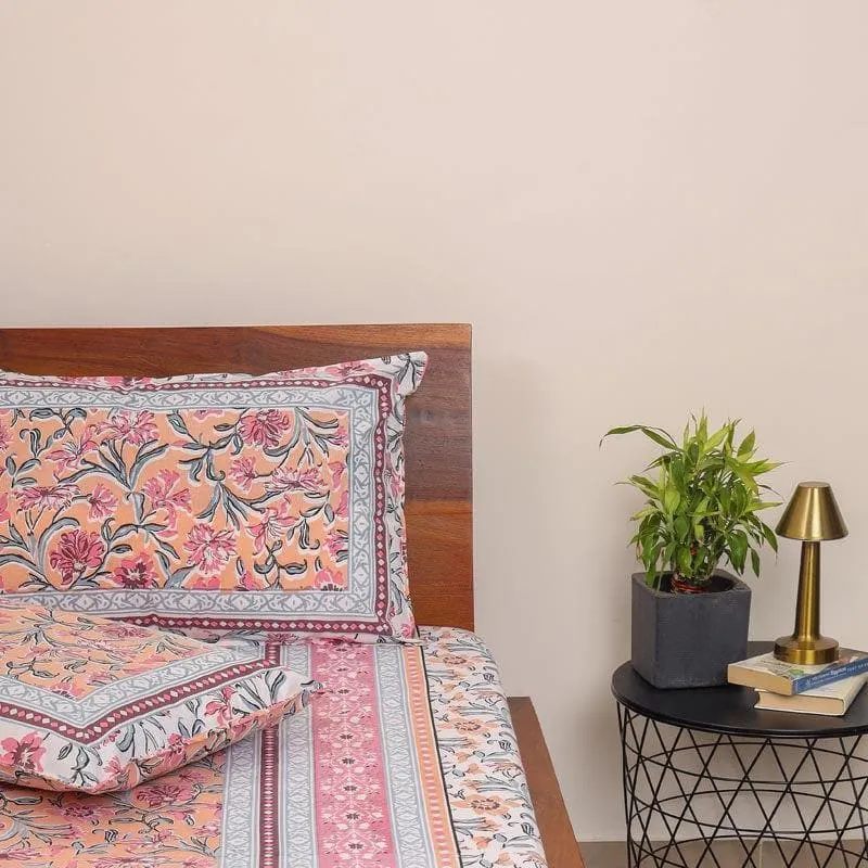 Nazakat Jaipuri Cotton Bedsheet (Baby Pink) - 144 TC media 1