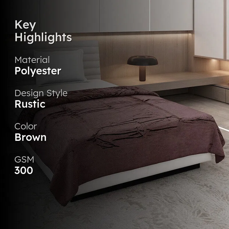Monte Carlo Luxora Solid Polyester Blanket (Coffee) - 300 GSM media 2