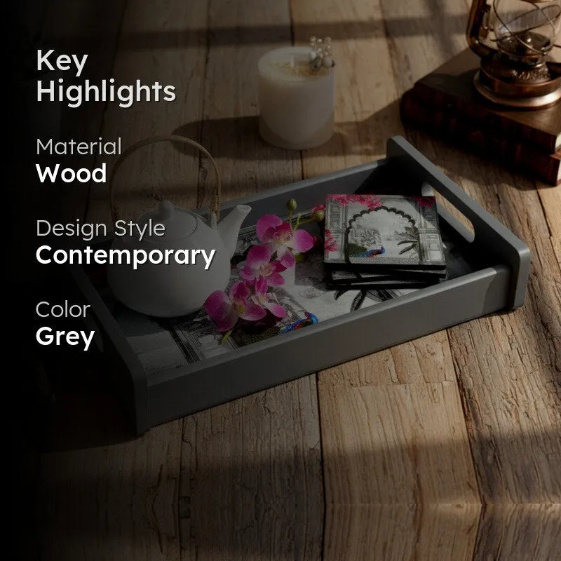 NatureNest Serving Tray with 4 Coasters - Five Piece Set media 2