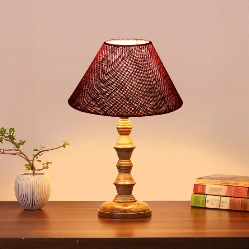 Sienna II Timber Wooden Table Lamp - Red,Brown media 2