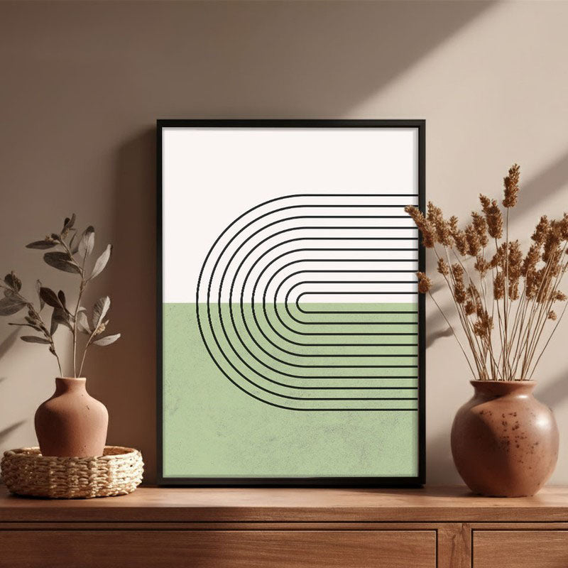 Cerchio Green Archival Canvas Wall Art - Black Frame