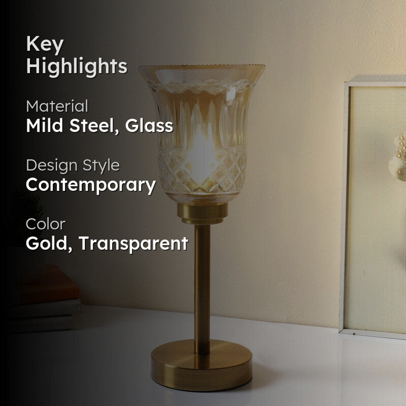 Chalice Elegant Mild Steel Table Lamp - Gold,Transparent media 2