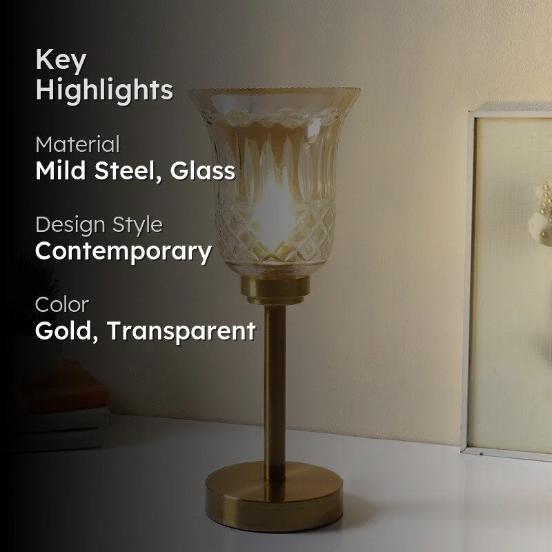 Chalice Elegant Mild Steel Table Lamp - Gold,Transparent media 2