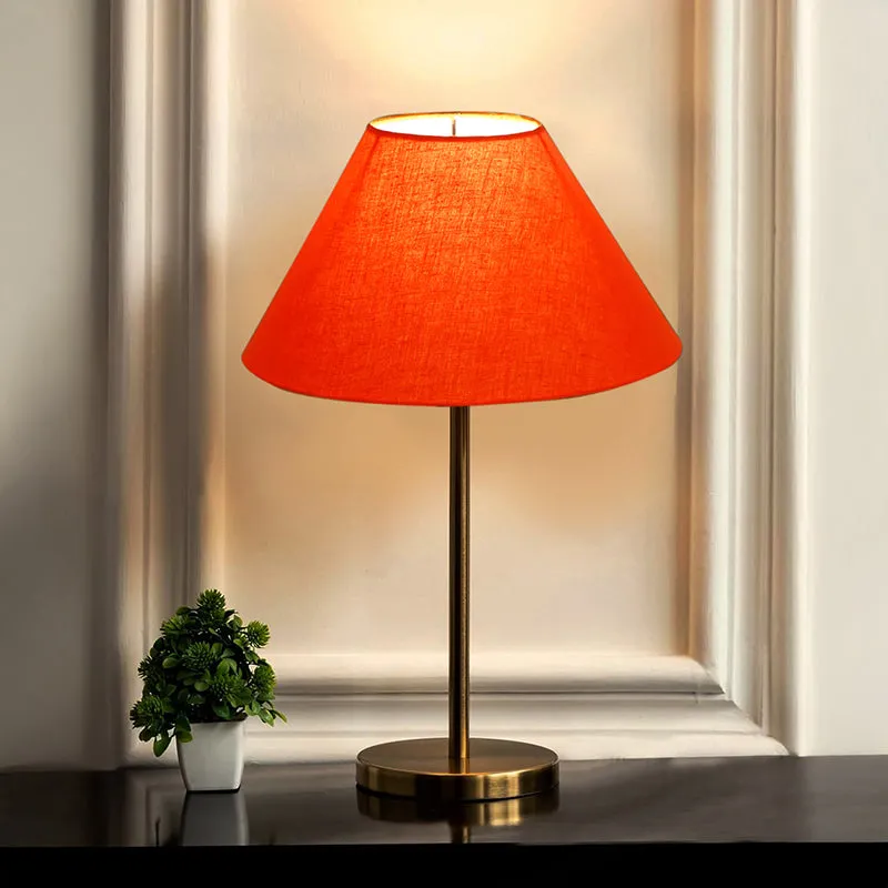 Glow Mesa Cotton & Metal Table Lamp (Empire) - Orange,Gold media 1