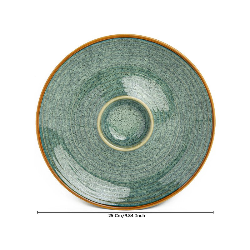 Verdant Shore Ceramic Chip n Dip Platter - Green media 8