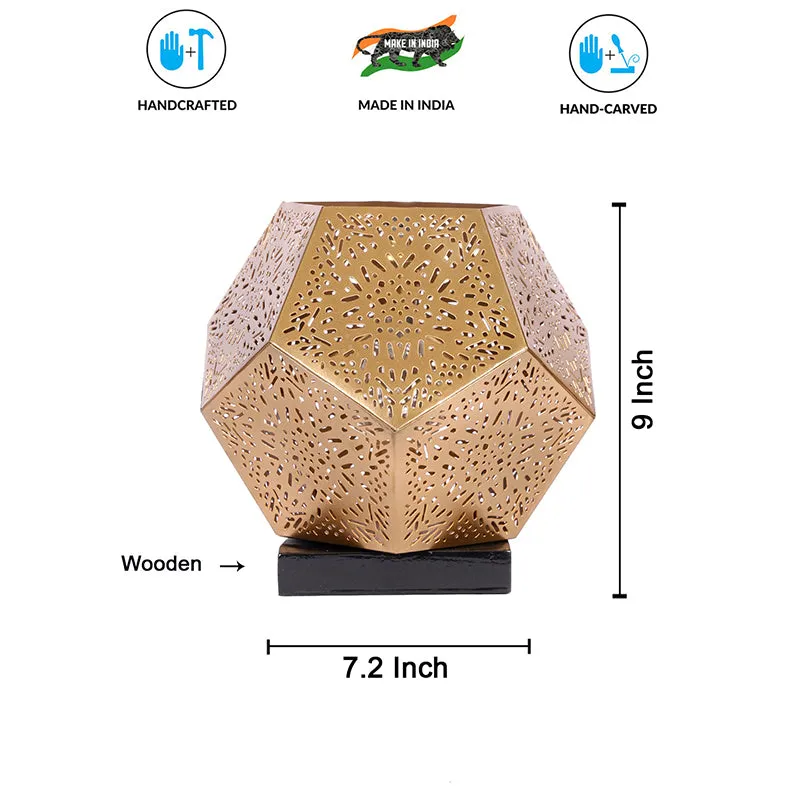 Hexagon Etched Regal Metal Table Lamp - Gold media 4