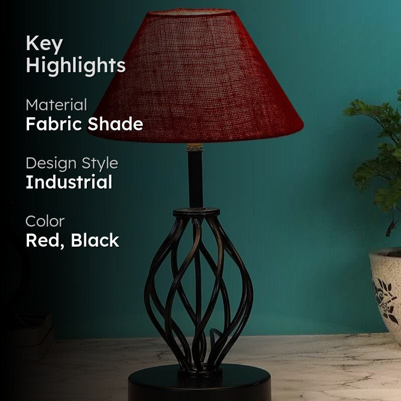 Meriyo Fabric Table Lamp - Red,Black media 2