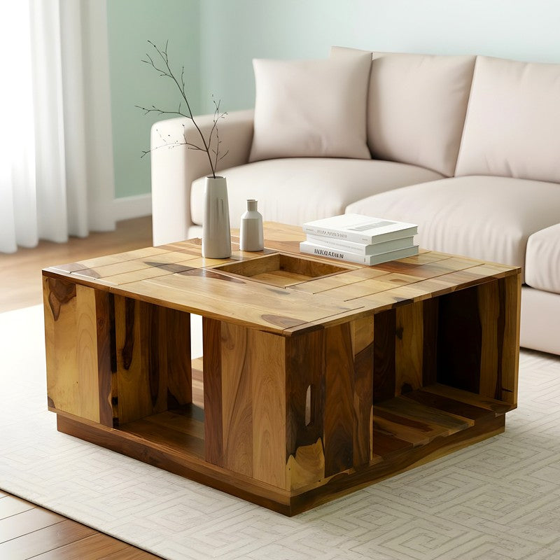Uervon Sheesham Wooden Center Table - Brown