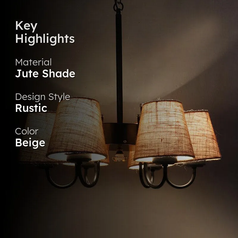 Viya Conical Jute Shade Ceiling Lamp - Beige media 2