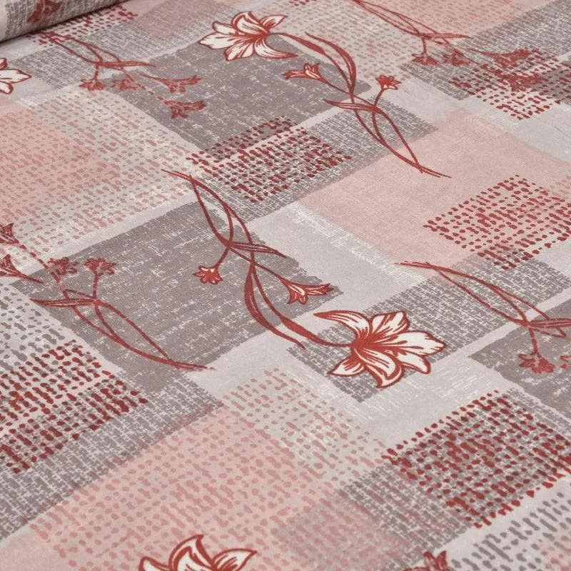 Bloomsie Checkers Cotton Bedsheet (Pink) - 160 TC media 3