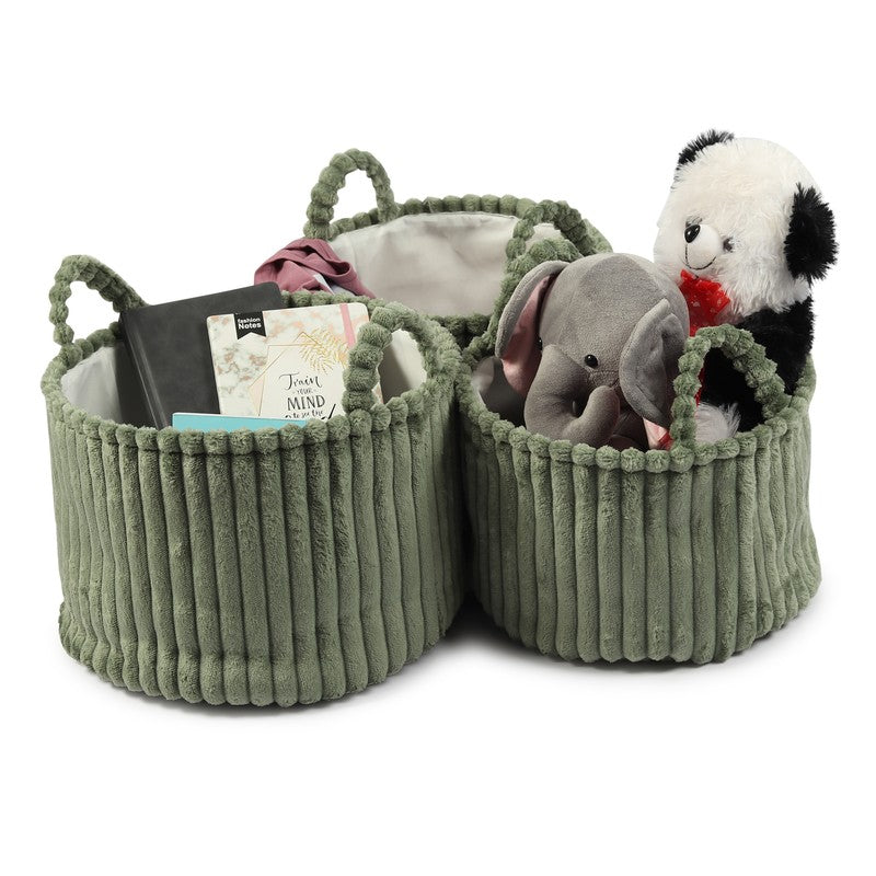 LineNest Fabric Storage Basket (Green) - Set of Three media 5