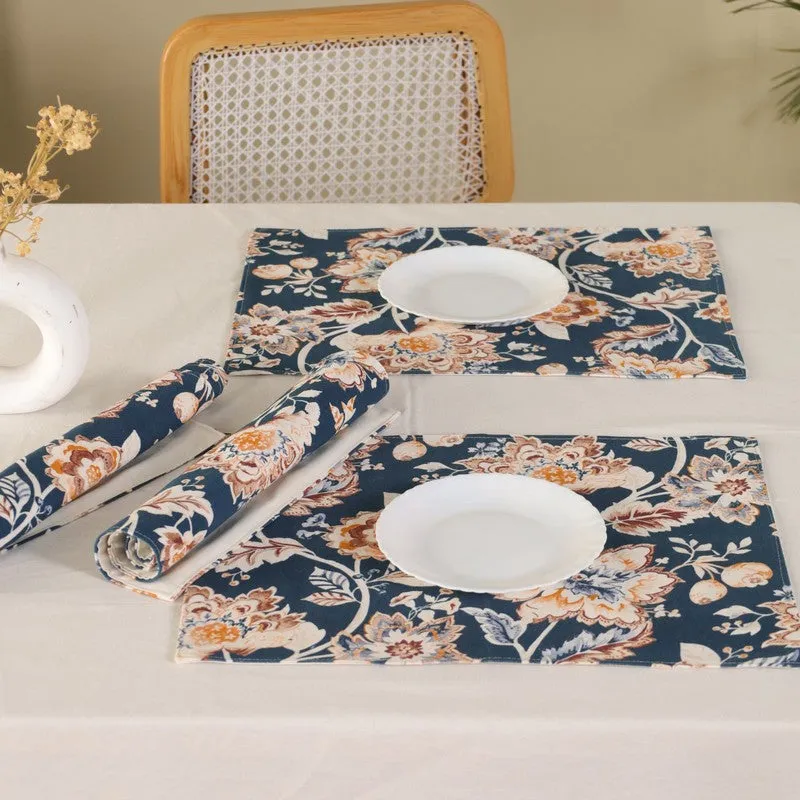 Navy Blossom Haven Canvas Table Mats - Set Of Four media 6
