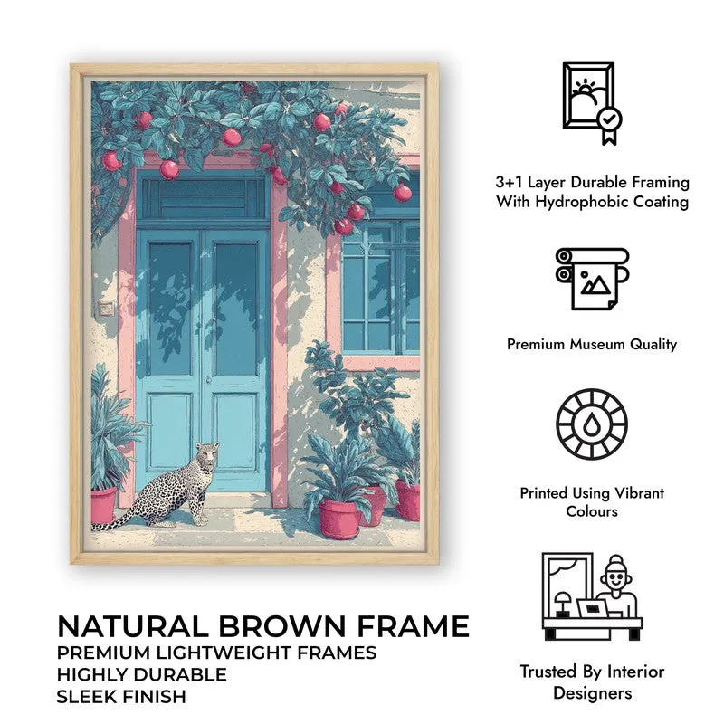 Serenique Floral Entrance Illustration Canvas Wall Painting With Brown Frame media 10