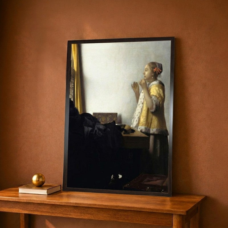 Young Woman with a Pearl Necklace, Ca 1662 Canvas Wall Painting - 9 x 12 inches