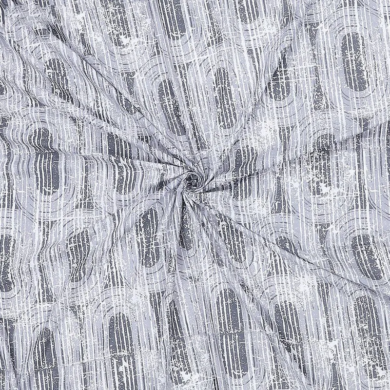 Monte Carlo Striped Ovals Cotton Bedsheet (White,Grey) - 104 TC media 9