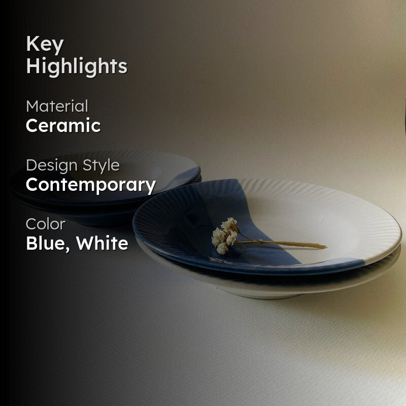 Yila Pasta Plate (White & Blue) - Set Of Four (7 Inches) media 2