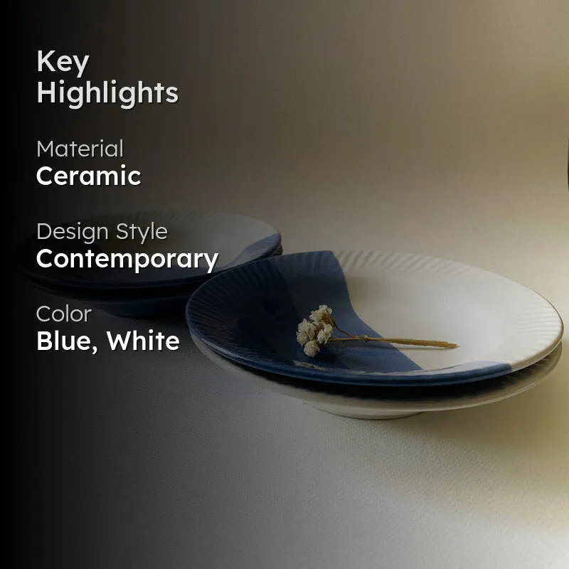 Yila Pasta Plate (White & Blue) - Set Of Four (7 Inches) media 2