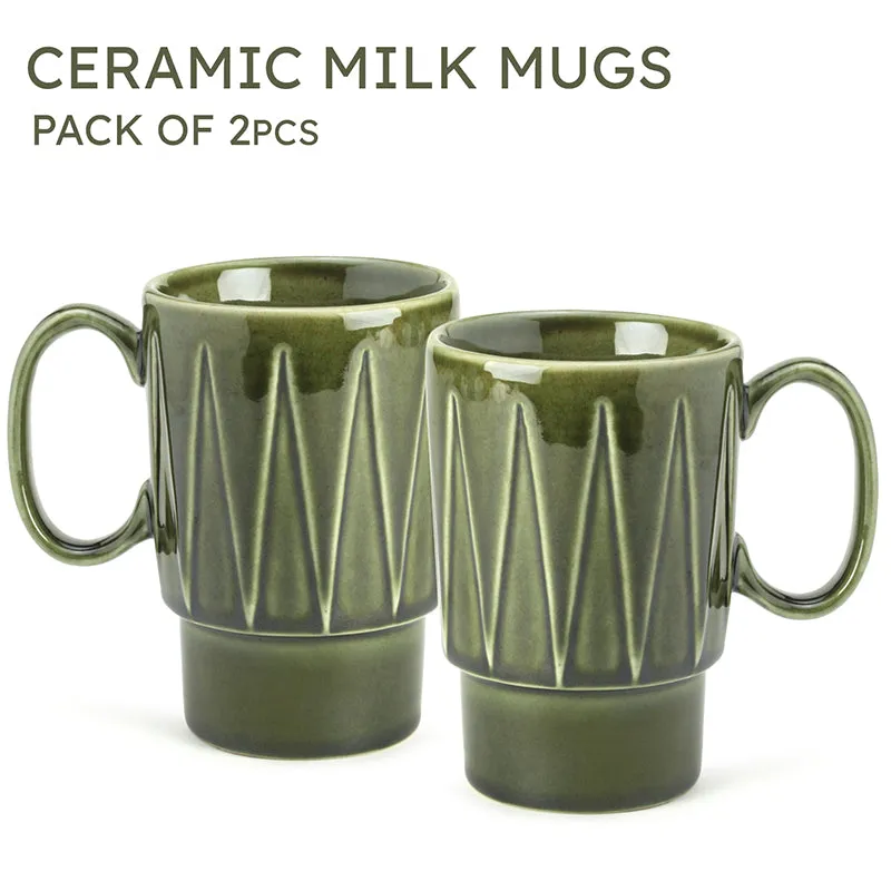 Kindred Ceramic Coffee Mug (Moss Green/350 mL Each) - Set Of Two media 6