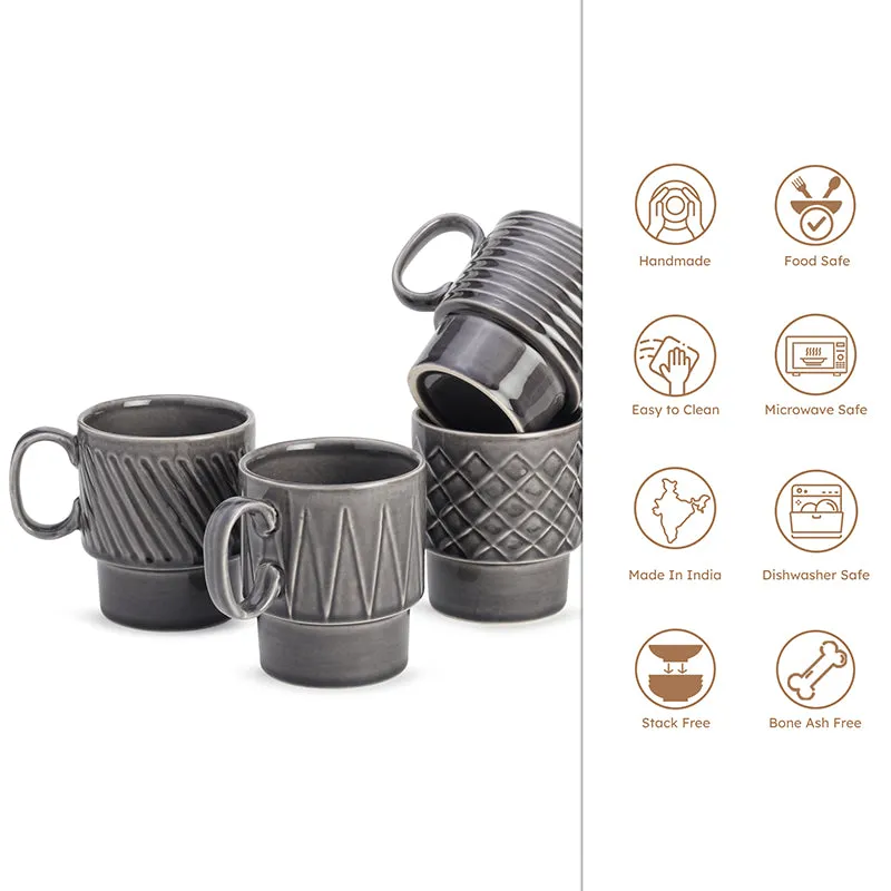 Monolith Ash Grey Ceramic Mug (150 mL Each) - Set Of Four media 4