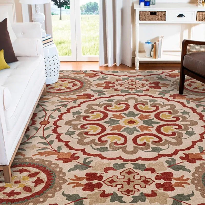 Paladin Hand Tufted Ethnic Wool & Nylon Carpet - Red & Ivory media 3