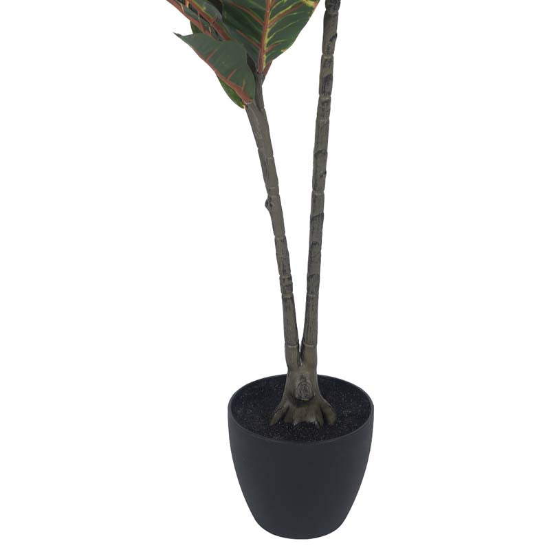 Faux Lush Croton Plant With Black Plastic Pot - 3.1 Feet media 5