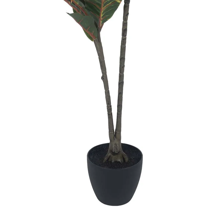 Faux Lush Croton Plant With Black Plastic Pot - 3.1 Feet media 5