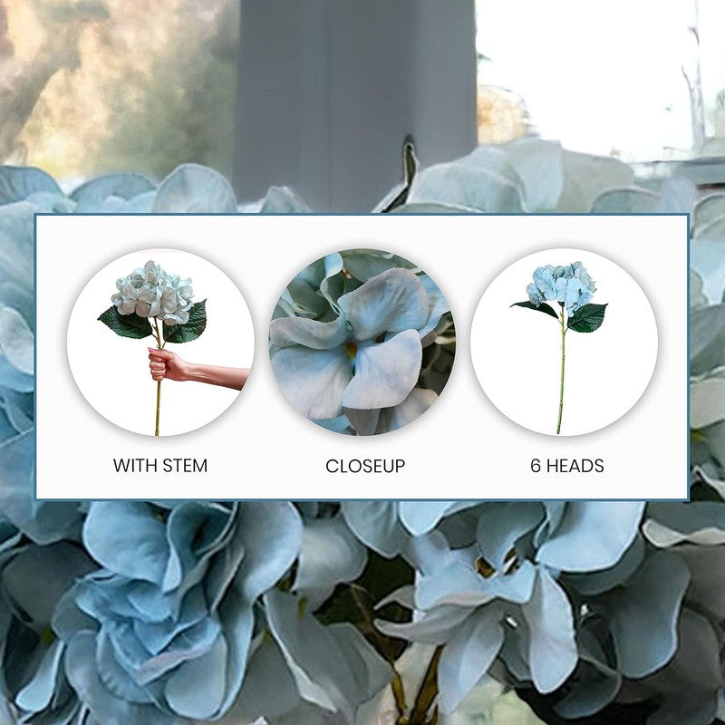Hydrangia Silk Artificial Flower Stick - Blue media 8