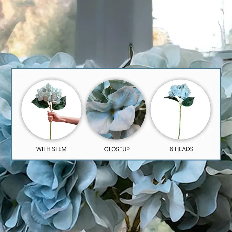 Hydrangia Silk Artificial Flower Stick - Blue media 8