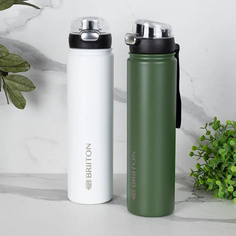 Harpo Sip Hot & Cold Thermos Water Bottle (White & Green, 750 mL Each) - Set Of Two media 1