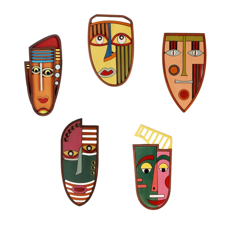 Kalpita Mask Wooden Wall Accent - Set of Five media 3