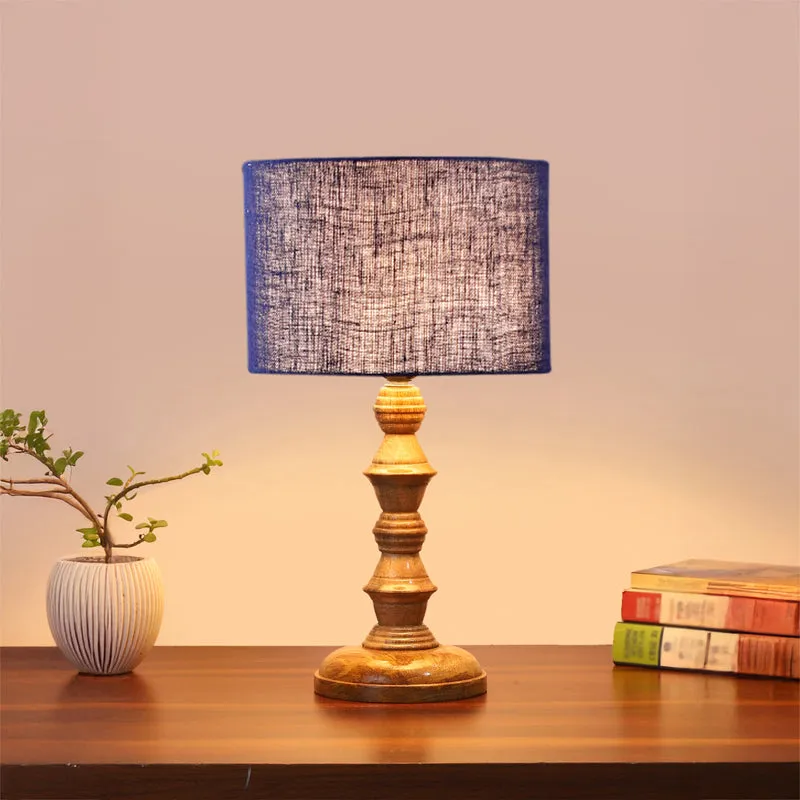 Sienna I Timber Wooden Table Lamp - Blue,Brown media 2