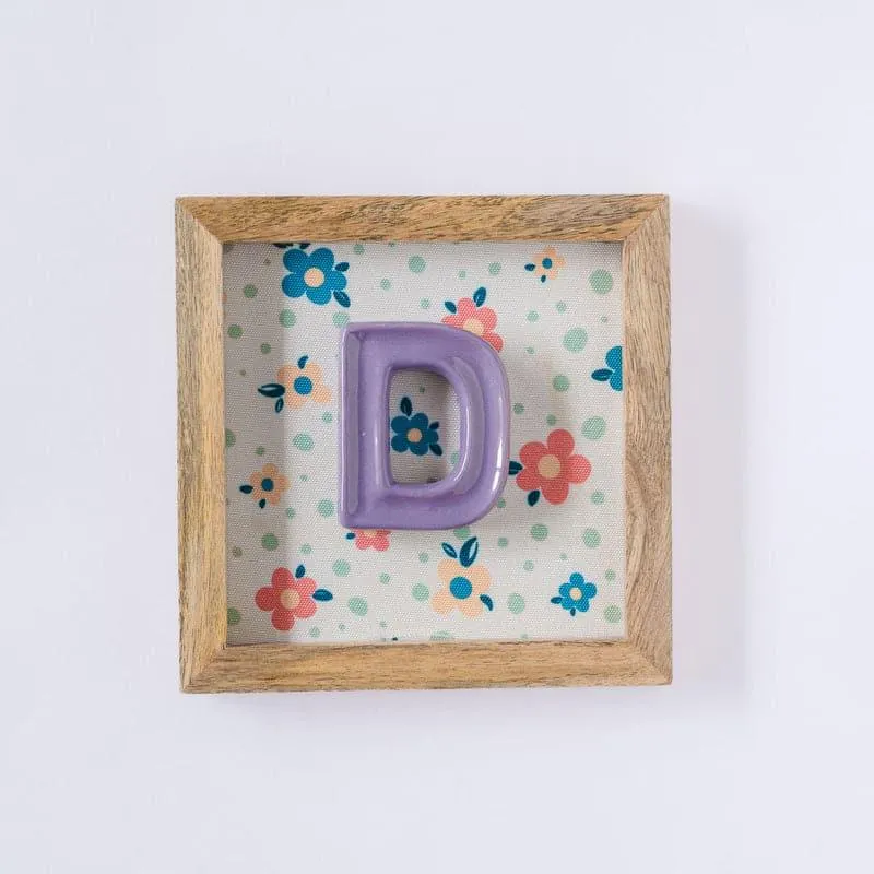 (D) Mini Mottled Mono Ceramic & Wooden Wall Accent - Purple media 1