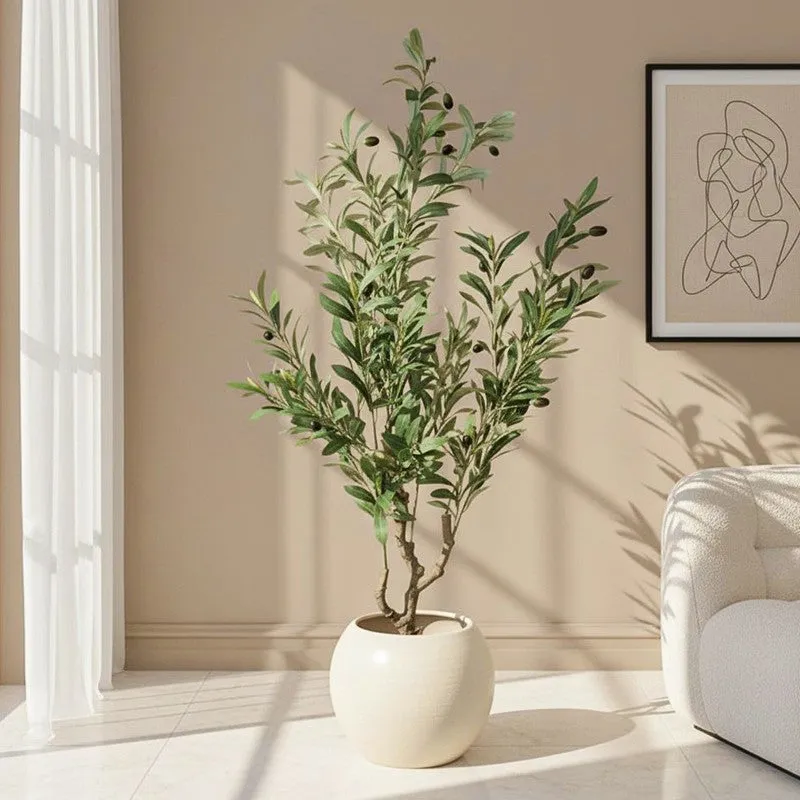 Artificial Olive Plant With Black Fiber Pot - 3.6 Feet media 1
