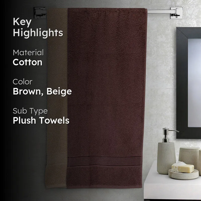 Nuage Cotton Bath Towel (Brown & Beige) - Set Of Two media 2